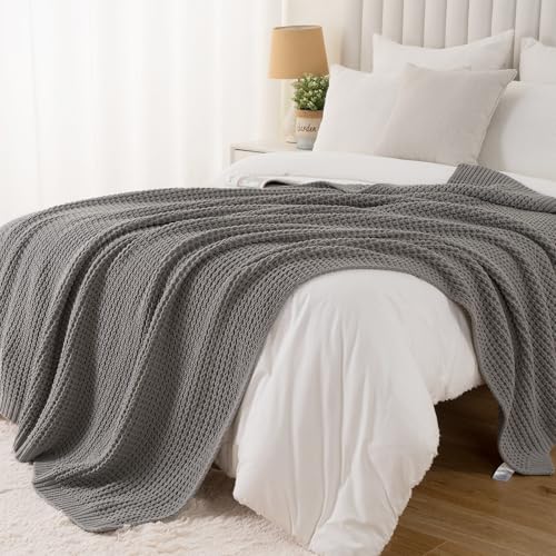 Bunnikins & Clover Light Grey Throw Blanket for Couch, Soft Knitted Chenille Throw Blanket for Sofa, Chair, Living Room, Cozy Gray Throw Blankets for Bed, 50"x60" - color: Grey, size: 50"x60"
