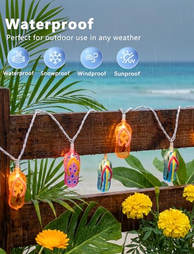 Slipper String Lights, 8.5FT 10 LED Beach Themed Lights with UL Certified Plug, Waterproof Tropical Party Decorations for Patio, Warm White Hawaiian String Lights for Garden Backyard Bedroom Decor - color: 10 LED Beach Flip-Flops