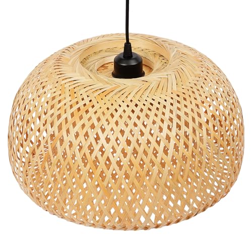 TFCFL 15Inch Bamboo Chandelier, Rattan Pendant Lamp Shade Ceiling Lighting Weave Bamboo Rattan E26 Hanging Light Fixture Hollow Lampshade Pendant Light for Dining Room (Bulbs Not Included) - size: 15 Inch