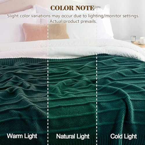 Carriediosa Knit Throw Blanket for Couch 60" X 80" Twin, Soft Cozy Stripe Pattern Cable Knitted Throws Fall Fluffy Textured Solid Home Decor Blankets Couch Cover for Bed Sofa, Dark Green - color: Dark Green, size: 60" X 80"