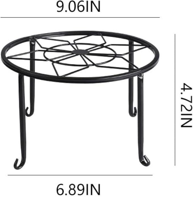 4 Pack Black Metal Potted Plant Stand for Indoor and Outdoor Plants 9.1 inches Heavy Duty Flower Pot Planter Holder, Metal Rustproof Iron Garden Container Round Supports Rack for Planter Pumpkin Stand