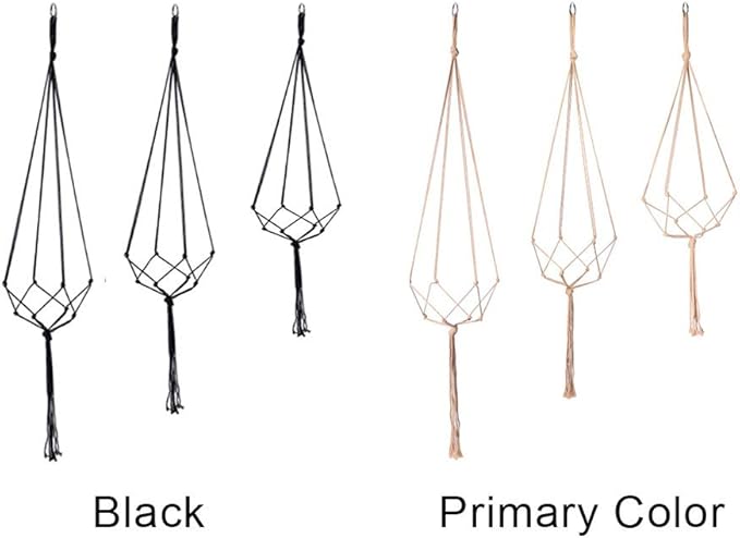 3 Pack Macrame Plant Hanger, Handmade Cotton Rope Plant Hangers Set with Tassel Countyard Indoor Outdoor Flower Pot Plan-t Hanger Home Decor for Indoor Outdoor(Color:Primary)