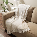 DII Woven Throw Collection 100% Cotton, Basketweave, 50x60, Stone - color: Stone, size: 50x60"