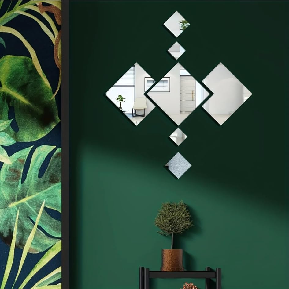 3D Acrylic Mirror Wall Sticker Three-Dimensional for Room Living Room Entrance Hotel Creative Background Wall Decoration 7PCS/Set