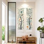 seewan 2 Pack Long Vertical Wall Tapestry, Boho Nature Landscape & Floral Aesthetic Wall Hanging for Bedroom Living Room Home Decor, Long Narrow Art Tapestry with Sunrise Mountain Botanical Designs, 13" × 51" (Art Nouveau Tree, 13"Wx51"H, Unframed) - colo
