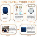 Asuprui 20x14 Inch Unstuffed Ottoman Pouf Cover – Lightweight Foot Rest, Floor Bean Bag Chair, Storage Pouf for Living Room, Bedroom & Balcony (Filler Not Included) (Navy Blue) - color: Navy Blue