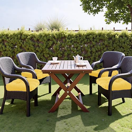 MTMR Outdoor Chair Cushions Set of 2, 19x19 Waterproof Wicker Seat Cushions for Patio Furniture, Tufted Outdoor Replacement Furniture Pad for Porch Lawn Wicker Desk Dining Rocking Chair, Yellow - color: Yellow