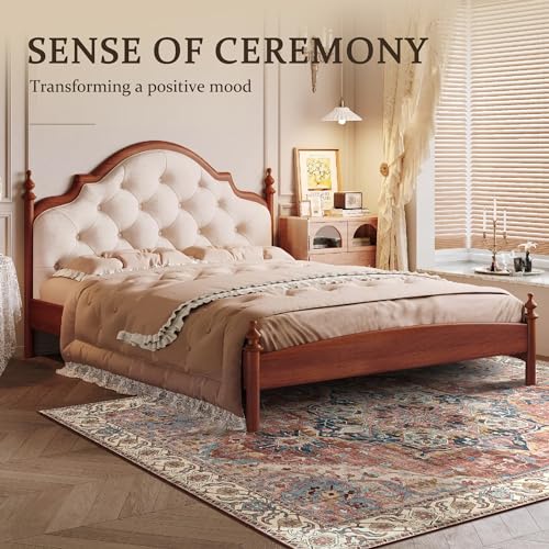 Deerly Washable Bedroom Area Rug 4x6 Indoor Thin Carpet for Living Room Boho Vintage Rug for Kitchen Entryway Dining Room Office Non-Slip Low Pile, Brickred/Multi - color: Brickred & Multi, size: 4' x 6' (Rectangular)