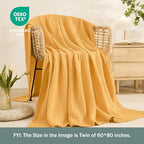 EMME Cotton Muslin Large Throw Blanket Couch Breathable Gauze Soft Lightweight Bed Blankets Adults (Heather Yellow, 50"x70") - color: 12 - Yellow, size: Large Throw (50" X 70")