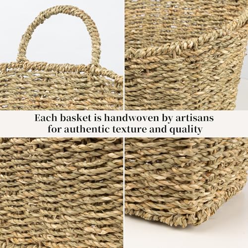 Hanging Wall Basket Handwoven Wicker Basket for Plants, Flowers & Storage, Rustic Farmhouse Wall Decor Organizer, Natural Seagrass - color: Natural-sea Grass