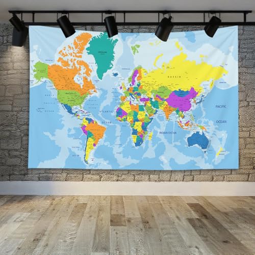 CAPSCEOLL Wall Art Tapestry Unique Office Classroom Decor Map Hanging Tapestry Tasperty Wall Hanging 60X50 Inches,Blue Orange - color: Blue Orange, size: 60"L x 50"W