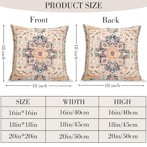 Boho Throw Pillow Covers 18x18 inch Set of 2,Bohemian Vintage Carpet Pattern Antique Ethnic Decor Double Sided Pattern Cushion Cover Soft Pillow Case Living Sofa Room Bed Square Pillow Cover - color: Boho-1, size: 18" x 18" (Pack of 2)