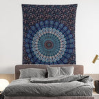 Bless International Handmade Indian hippie Bohemian Psychedelic Peacock Mandala Wall hanging College Dorm Beach Throws Table Cloth Bedding Tapestry (Blue Green, Twin(54x72Inches)(140x185cms)) - color: Blue Green, size: 72"L x 54"W
