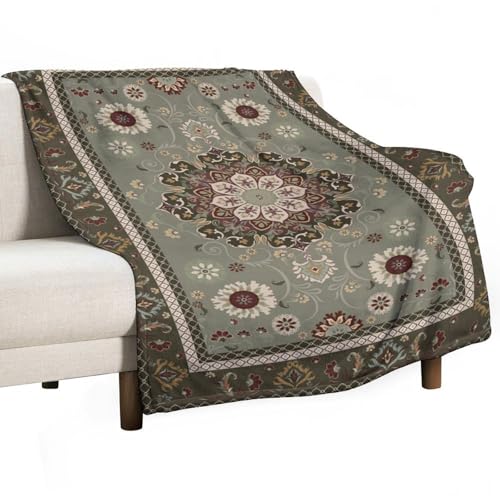 Boho Floral Green Throw Blanket,Vintage Elegant Country Rustic Farmhouse Pattern Soft Throw Blanket for Couch Sofa Camping Office Travel Home Bedroom Decor All Seasons 30"x40" - color: Boho-21, size: 30x40in