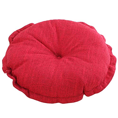 vctops Boho Soft Round Floor Pillow Cushion with Ruffles, Cotton Linen Print Chair Pad Tatami for Meditation, Yoga, Living Room, Balcony (Red,16"x16"x4") - color: Red, size: 16"x16"x4"/43x43x10cm