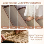 15PC Jute Stair Treads for Wooden Steps-Non Slip Peel and Stick Stair Treads Indoor, Adhesive Staircase Step Treads Residue Free, Cat-Friendly & Scratch-Resistant Durable Stair Runner Rug,8"x30" Beige - size: 8"x30"