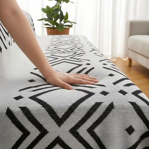 amorus Bohemian Throw Blanket Chenille Jacquard Tassels Cover,63"*71",NO.1 | Boho Style blankets,modern Geometric, warm & cozy. For couch, bed, outdoor, car - color: Pattern 1, size: 63x71 in