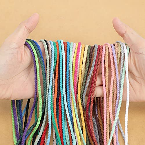 Macrame Cord 3mm x 109Yards (328Feet), Natural Cotton Macrame Rope - 4 Strands Twisted Macrame Cotton Cord for Wall Hanging, Plant Hangers, Crafts, Gift Wrapping and Wedding Decorations, Light Pink - color: Light Pink, size: 0.12 in x 109 yd