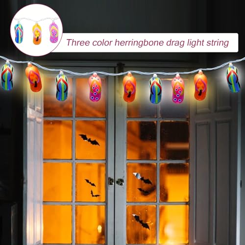 8.5Ft Tropical Beach Themed Decorations Slipper LED String Lights with 10 Colorful Flip Flop, Outdoor Beach Flip Flop String Lights for Summer Camp Tent Wedding Holiday Party Garden Bedroom Decor - style: Tropical Beach