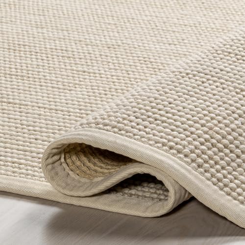 Rugs USA 2'6" x 12' Patricia Handmade Jute and Wool Indoor Runner Rug, Solid Farmhouse Design, Natural Fiber, for Bedroom, Living Room, Hallway, Office, Kitchen, Entryway, Ivory - size: 2'6" x 12' (Rectangular)