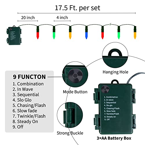 Brightown Christmas Lights 4 Pack 50 LEDs Battery Powered String Lights with Green Wire for Holiday Decorations, Tree Lights, Party, Xmas, Easter, Wedding, Patio, Home Decor, Indoor and Outdoor Use - color: Multicolor, size: 50 LEDs x 4 Pack