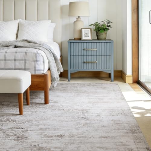 5'x7' Rugs for Living Room Bedroom, Washable Area Rugs, Pet & Kid Friendly Low Pile Carpet, Non-Shedding Non-Slip TPE Backing, Vintage Distressed Print Floor Mat for Bedroom Dining Room, Brown - color: Brown, size: 5x7