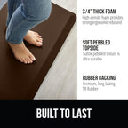 GORILLA GRIP Comfortable Cushioned Kitchen Mats for Floor, 58x20, Waterproof and Stain Resistant Soft Top, 3/4 Inch Thick Ergonomic Standing Desk Anti Fatigue Mat, Foam Supports Ankles and Feet, Brown
