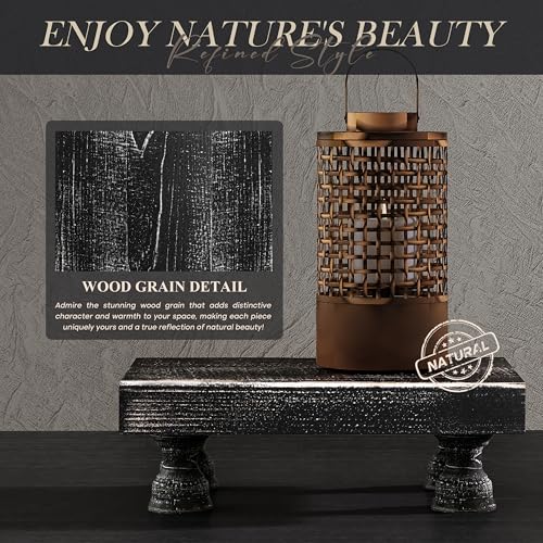 EOSAHR Stylish Pine Wood Risers for Decor for Kitchen Sink & Small Vanity - Risers Display Stands for Home Decor - Chic Sponge Holder & Bathroom Organizer (Black, 8.5") - color: D-Pine Wood-BLack