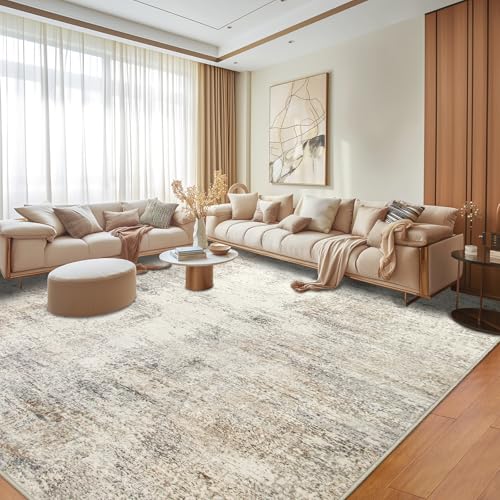 Capslpad 8x10 Abstract Area Rug, Non-Slip Washable Foldable Rug, Low Pile Ultra Soft Non-Shedding, Modern Beige Stain Resistant Large Rug for Living Room, Bedroom, Office, Dining, Room - color: Beige, size: 8' x 10' (Rectangular)