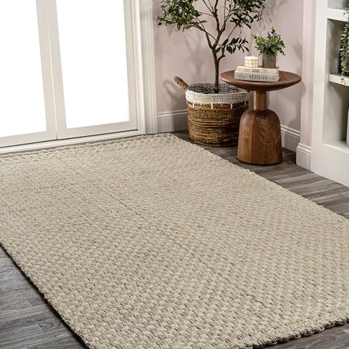 JONATHAN Y Estera Hand Woven Boucle Chunky Jute Ivory Indoor Area Rug, 3x5, Bohemian, Transitional, Easy-Cleaning for Living Room, Bedroom, Kitchen, Pet Friendly, Non-Shedding (NFR102B-3) - color: Ivory, size: 3' x 5' (Rectangular)