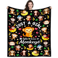 Cute Monkey Banana Blanket Cartoon Animal Pattern Monkeys Stuff Blankets and Throws Monkey Gifts for Girls Kids Women Adults 60"x50" - color: Monkey, size: 60"x50"