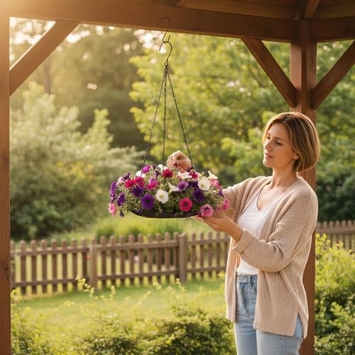 Hanging Planter for Indoor Outdoor, Plant Hanger, Plant Holder, Plant Pot Shelf Basket for Window Wall Ceiling Garden with Chains and Hooks, 2Pcs, Wavy Round - style: Wavy Round