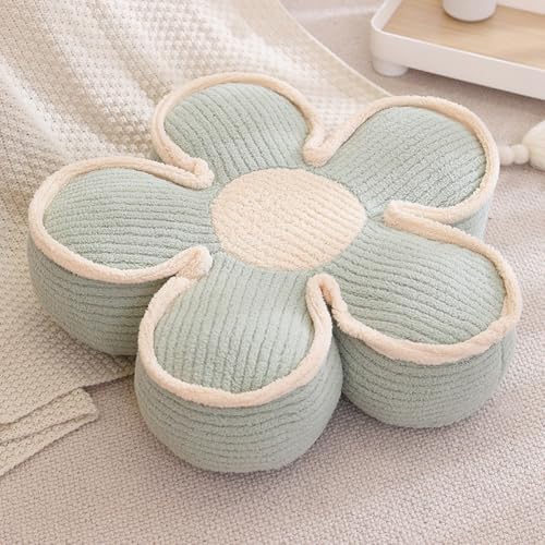 Sexysamba Flower Shaped Floor Seat Pillows Cushions 25.6" x 7.5", Giant Aesthetic Daisy Flower Decorative Throw Pillows Preppy Floor Seating Cushion for Girls Bedroom Room Sofa Chair Decor,Green - color: Green, size: 25.6" D x 7.5" T