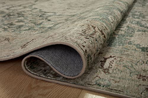 Loloi Magnolia Home by Joanna Gaines Sinclair Collection SIN-05 Jade/Sand 2'-3" x 7'-6", .25" Pile Height, Machine Washable, Runner Rug - color: Jade / Sand, size: 2'3" x 7'6" (Rectangular)