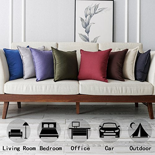 Jeanerlor Solid Natural Cotton Linen Decoration 18"x18" Throw Pillow Sham Cushion Case Soft Pillow Cover Delicate Decorative Pillowcase for Teen Boys&Girls, (45 x 45cm),2 Packs, Light Linen - color: Light Linen, size: 18" x 18" (Pack of 2)