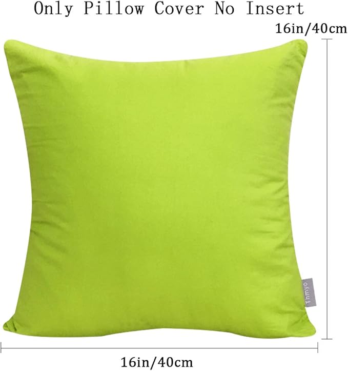 Thmyo 4-Pack 100% Cotton Comfortable Solid Decorative Throw Pillow Case, Square Cushion Cover Pillowcase Sublimation Blank Pillow Covers DIY Throw Pillowcase for Sofa(16x16 inch/ 40x40cm,Light Green)
