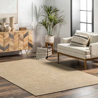 nuLOOM Alessi Solid Farmhouse Cotton Area Rug, 4x6, Beige - color: Beige, size: 4' x 6' (Rectangular)