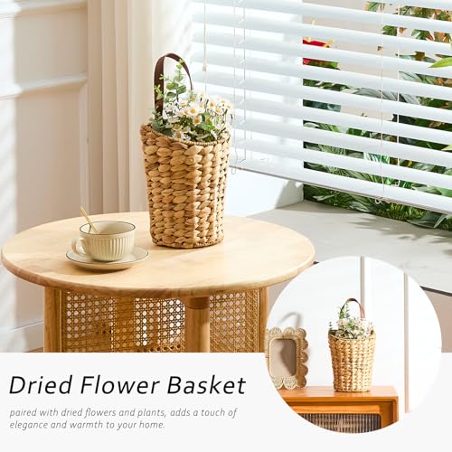 Handwoven Front Door Basket Water Hyacinth Wall Hanging Basket Decorative Boho Mounted Organizer for Dried Flower Plants Storage Basket for Garden, Home, and Farmhouse Décor - color: Water Hyacinth