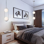 SeeU Chrome Pendant Lighting Mid Century Pendant Light Fixture Hanging Lighting Fixture with White Globe Glass Lampshade Pendant Chandelier for Kitchen Island Dining Room Bedroom - color: Chrome