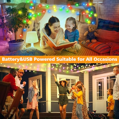 OMIKA 2 Pack 16.5FT 50LED Globe String Lights Battery Operated, Warm White Multicolor USB Fairy Lights Indoor with Remote for Classroom Bedroom Dorm Birthday Patio Tent Party Xmas Décor - color: Color Changing, size: 16.5ft 50LED-2Pack