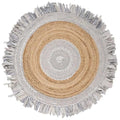 SAFAVIEH Cape Cod Collection 3' Round Light Grey / Natural CAP701F Handmade Boho Fringe Jute & Cotton Area Rug - color: Light Grey/Natural, size: 3' (Round)