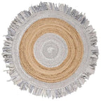 SAFAVIEH Cape Cod Collection 3' Round Light Grey / Natural CAP701F Handmade Boho Fringe Jute & Cotton Area Rug - color: Light Grey/Natural, size: 3' (Round)