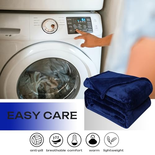 Fleece Plush Throw Blanket Navy Blue(50 by 60 Inches),Super Soft Fuzzy Cozy Flannel Blanket for Couch Sofa.Microfiber Blanket Lightweight - color: Navy Blue, size: Throw(50"×60")