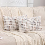LUOYEHK Boho Throw Pillow Covers 12x20 Inch Set of 2 Farmhouse Neutral Pillow Covers Chenille Tufted Pillowcase for Couch Sofa Bed Living Room, Brown White - color: Brown White, size: 20" x 12" (Pack of 2)