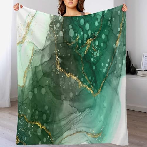 Modern Marble Blanket, Abstract Luxury Baroque Golden Lake Green Stone Veins Pattern Soft Warm Cozy Plush Flannel Covers for Livingroom Bedroom Couch Chair Camping Travel Home Decor Tapestry 30x40in - color: Abstract-19, size: 30W" x 40L"