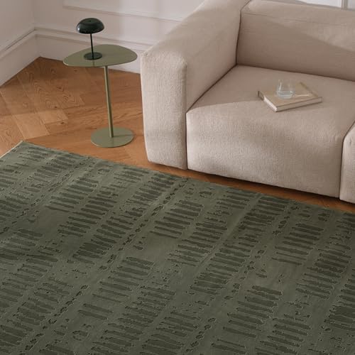 Revival Rugs Shell 11'x14' Area Rugs for Living Room Bedroom Dining Room - Washable, 100% Recycled, Oeko-TEX Certified, Modern, Medium Pile, Green - color: Green, size: 10'6" x 14'3" (Rectangular)