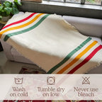 Prismatic Springs Striped Afghan Throw Blanket | Thick & Cozy | Cotton USA Made (73x48) - color: Prismatic Springs