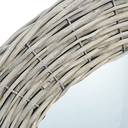Mirror Natural Wicker, Glass 27.6 in Decorative Inlays Mirror, Mirrors, 287629