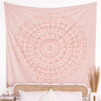 RAJRANG Rose Gold Elephant Mandala Tapestry For Bedroom Cotton Wall Hanging Aesthetic Hippie Bohemian Tapestries 50x60 Inch - color: Rose Gold, size: 59.8"L x 50"W