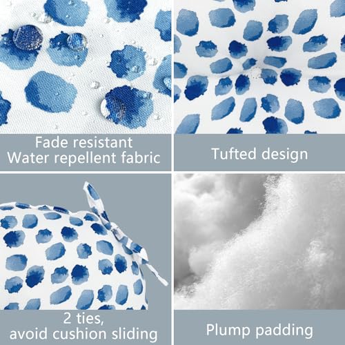 LVTXIII Outdoor Bistro Chair Cushions, 15"x15"x4" Round Patio Chair Cushions, All Weather Tufted Seat Cushions for Patio Furniture Use, Set of 2, Brush Blue - color: Brush Blue